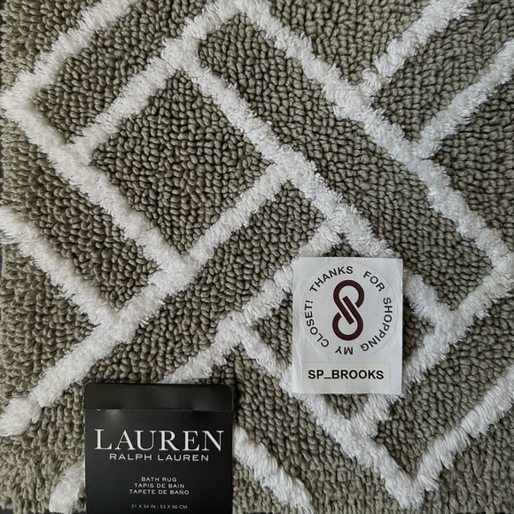 🎁Ralph Lauren Bath Rug - 21” x 34”- Gray & White- Skid Resistant- Cotton - Picture 3 of 6